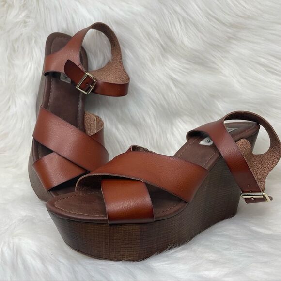 Steve Madden Brown Petrina Wedge Sandal Size 9.5 - Picture 3 of 12